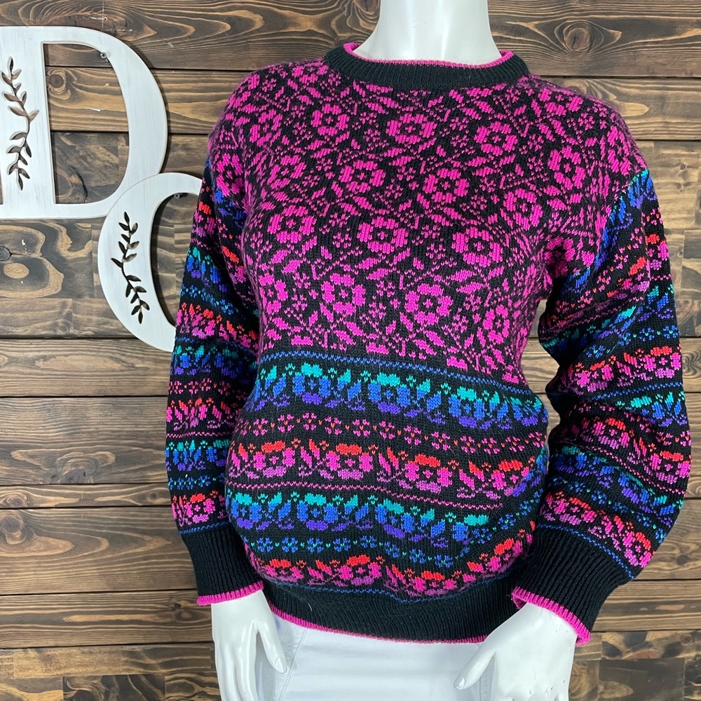 Partners by Mervyn's | Vintage Multicolored Nordic Floral Patterned Sweater